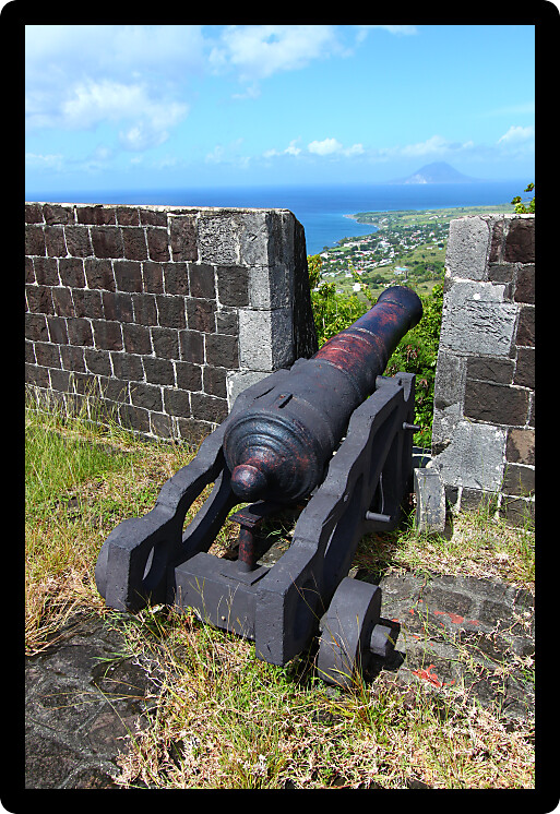 Cannon at Brimstone Hill Fortress National Park in Saint Kitts.