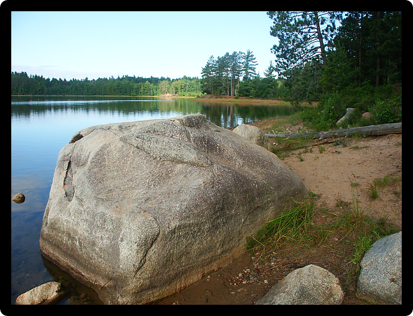Big rock at Buffalo Lake in the northwoods of Wisconsin.