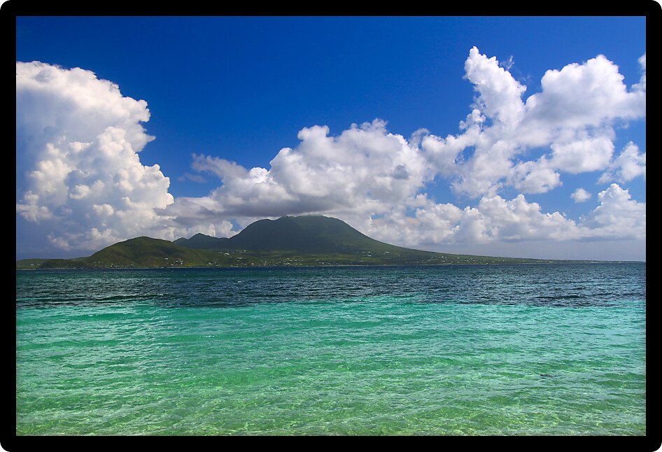 View of the Caribbean island Nevis from Saint Kitts.