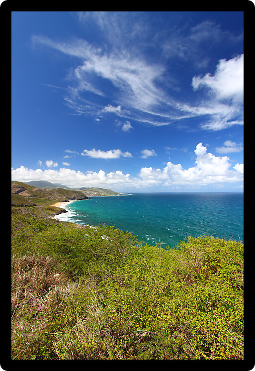 Clear day along the coast on the Caribbean island of Saint Kitts.