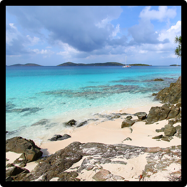 View of the Caribbean from Honeymoon Beach on Saint John US Virgin Islands.