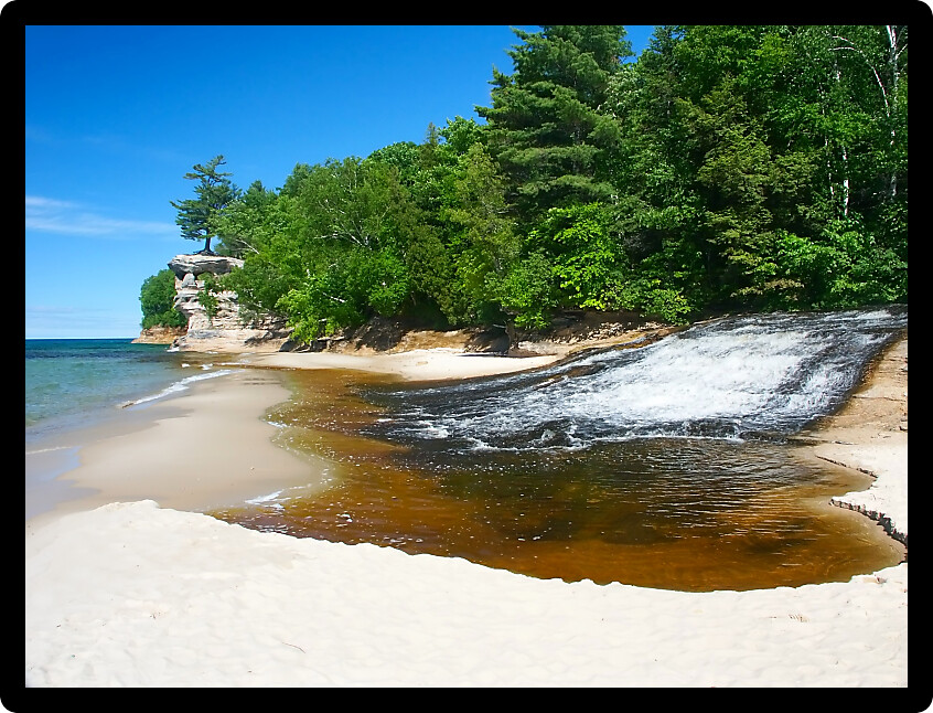 Chapel Creek flows into Lake Superior in northern Michigan.