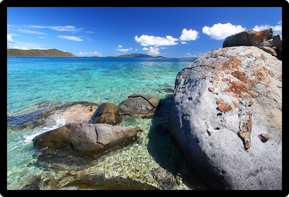 Boulders of Beef Island in the British Virgin Islands.