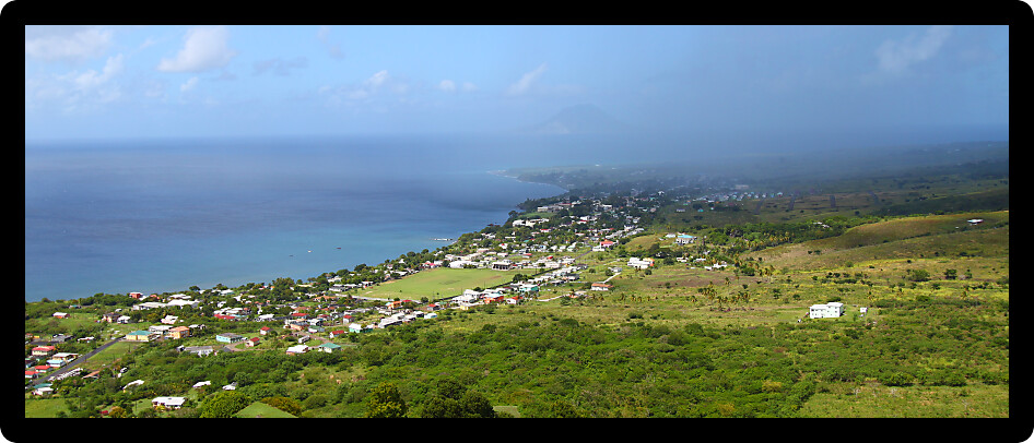 Beautiful coastline of St Kitts from Brimstone Hill Fortress National Park.
