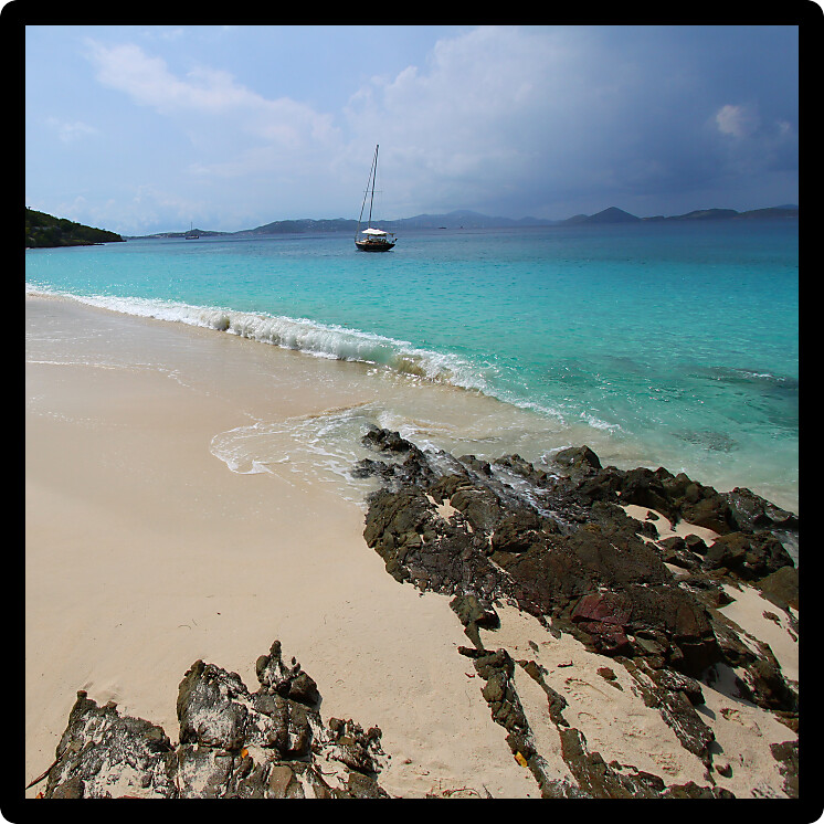 Clouds roll in over Honeymoon Bay in the US Virgin Islands.