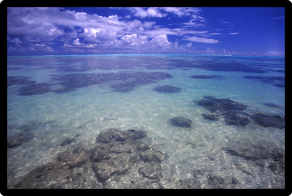 Crystal clear lagoon on the island of Moorea French Polynesia.