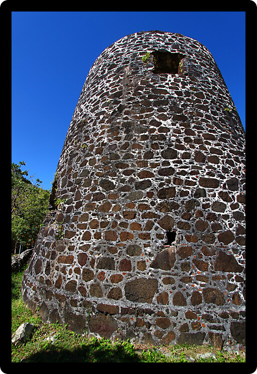 Remnants of a windmill at Mount Healthy National Park Tortola Virgin Islands.
