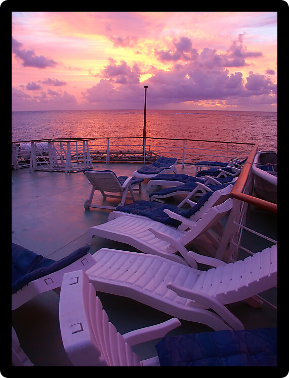 Sunset over the vast Pacific Ocean off Australia.