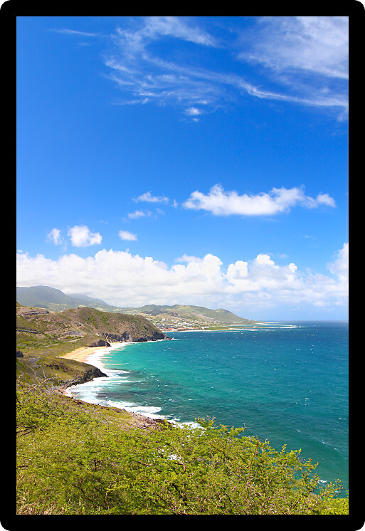Fabulous coastline on the Caribbean island of Saint Kitts.