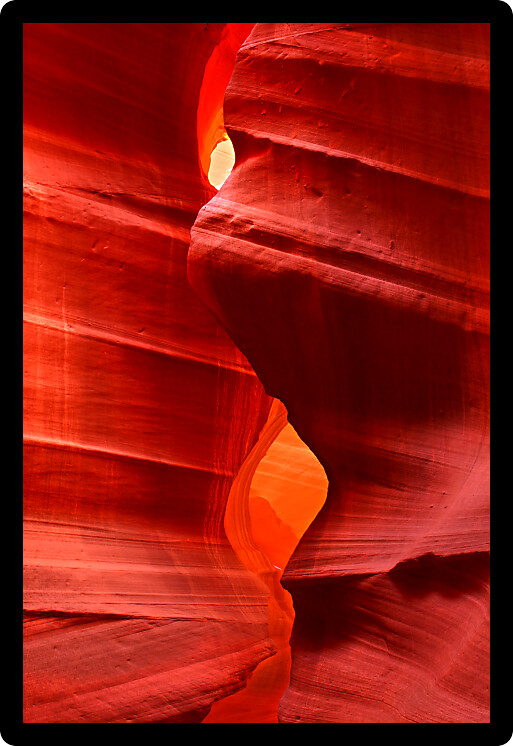 Vivid red colors of Antelope Canyon in southwest United States.