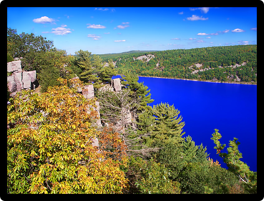Beautiful view of Devils Lake State Park in Wisconsin.