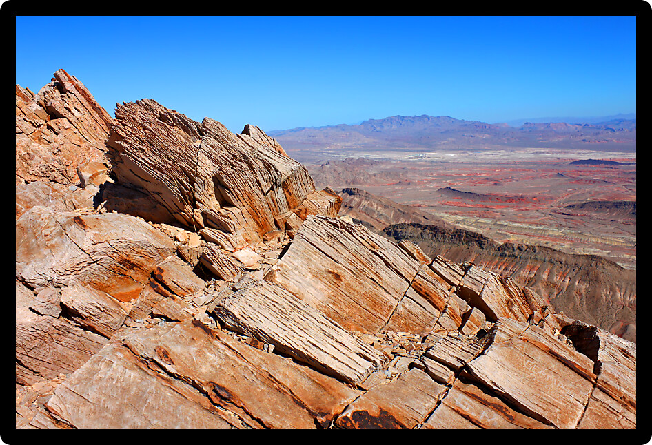Nevada landscape seen from the summit of Frenchman Mountain east of Las Vegas.