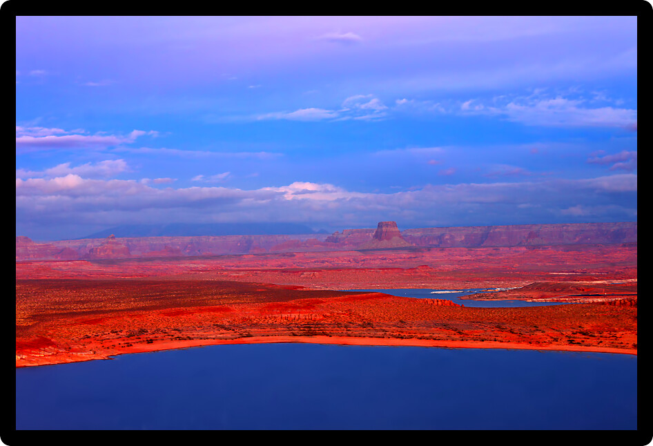 Twilight over Lake Powell in Glen Canyon National Recreation Area.