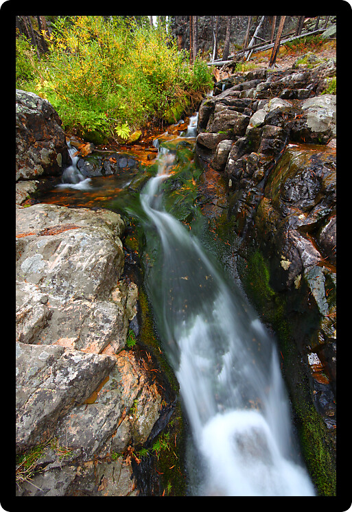 Small creek cascade in the Lewis and Clark National Forest of Montana.