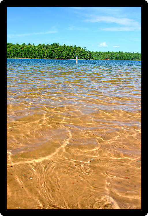 Beautiful swimming beach of a northwoods Wisconsin Lake.