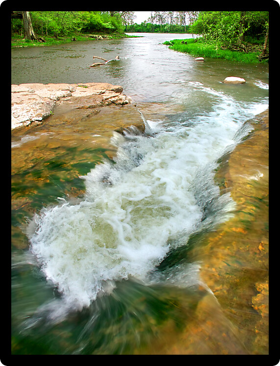 Prairie Creek Falls of the Des Plaines Conservation Area in Illinois.