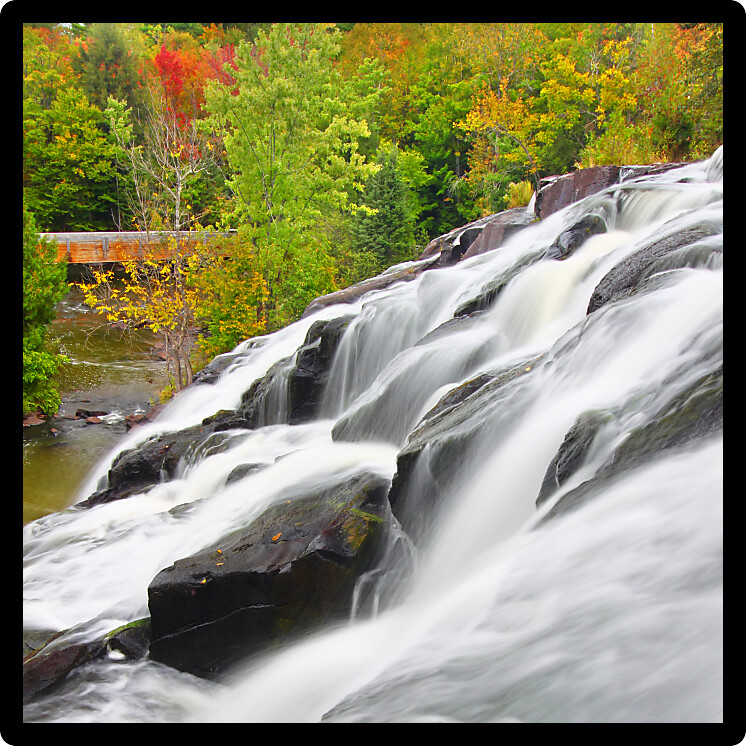 Bond Falls Scenic Area on an autumn day in the northwoods of Michigan.