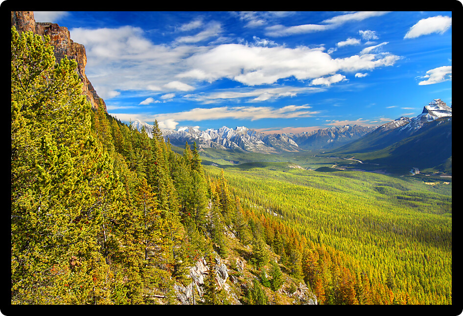 View from Castle Mountain on a gorgeous sunny day in Banff National Park.