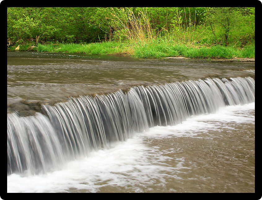 Beautiful waterfall on Prairie Creek of the Des Plaines Conservation Area in Illinois.