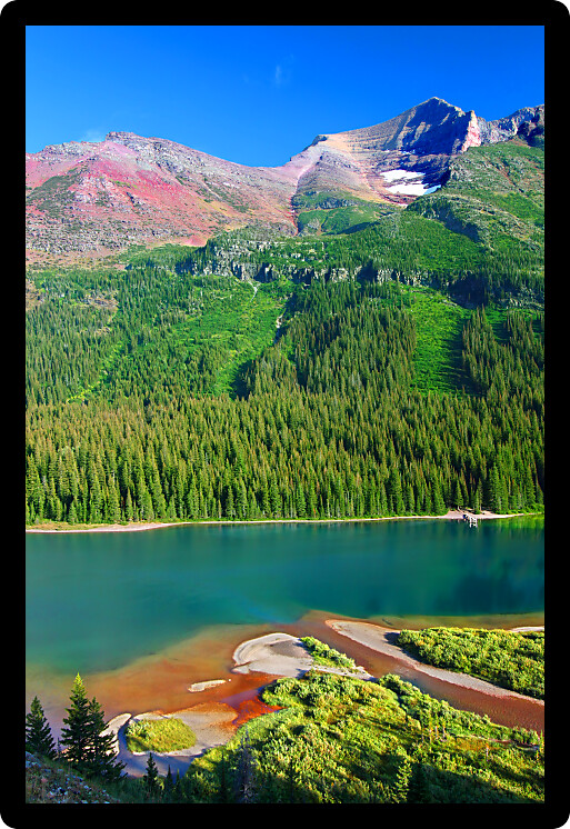 Beautiful Lake Josephine of Glacier National Park in Montana.