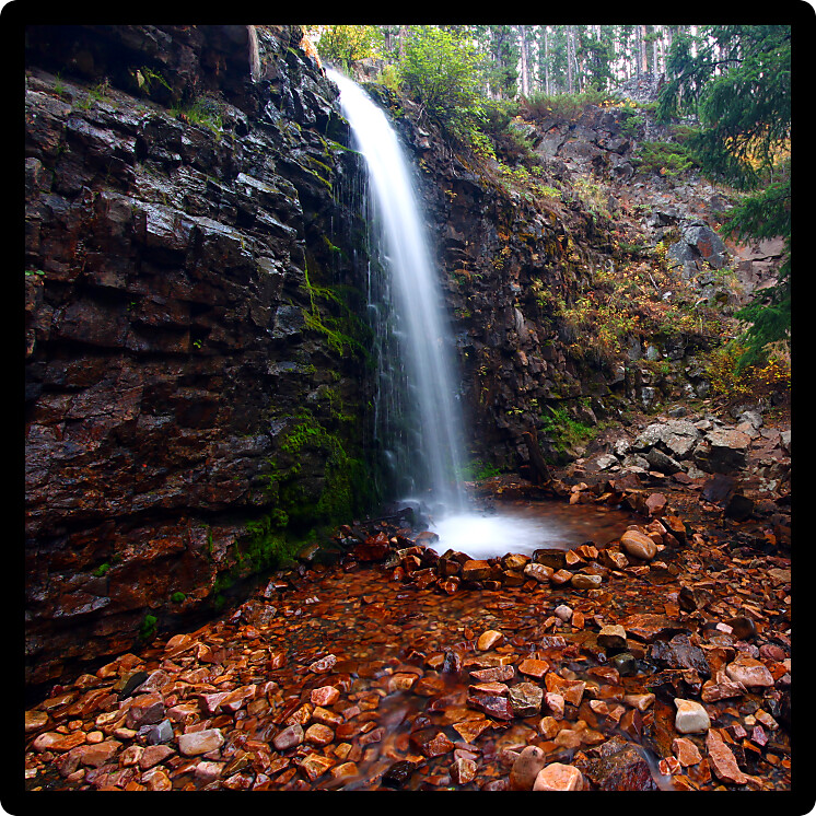 Lower Memorial Falls in the Lewis and Clark National Forest of Montana.