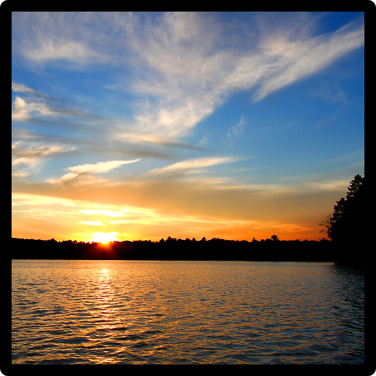 Sunlight reflects off ripples of Sweeney Lake in Wisconsin.