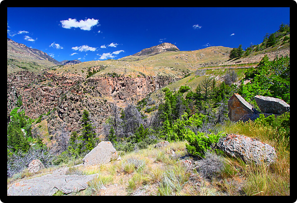 Rugged mountain scenery of the Bighorn National Forest in Wyoming.
