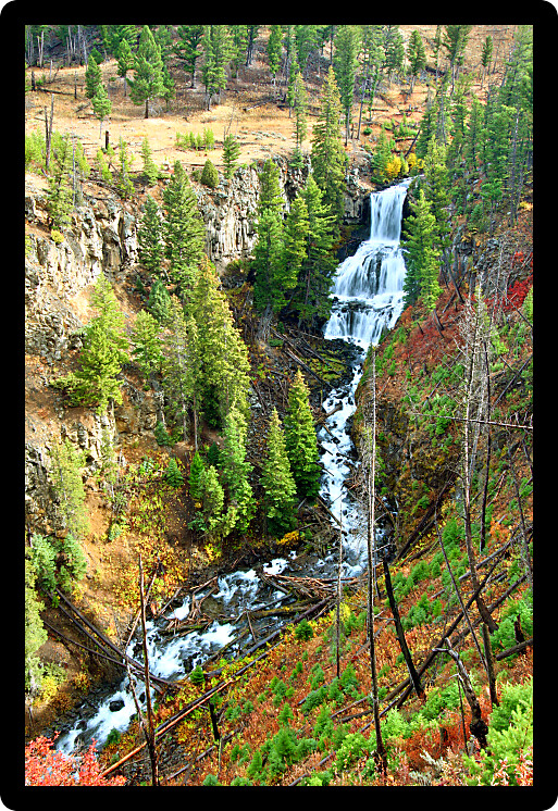 Undine Falls on an autumn day in Yellowstone National Park of Wyoming.