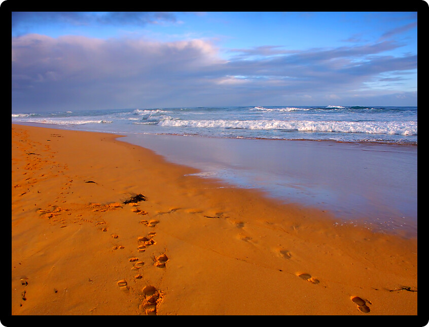 Beautiful sandy beach along the Pacific coastline of Warrnambool Australia.