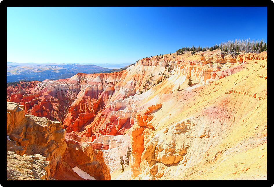 Steep cliffs seen from North View of Cedar Breaks National Monument in Utah.