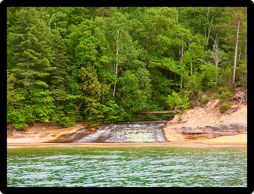 Chapel Creek flows into Lake Superior at Pictured Rock National Lakeshore in Michigan.