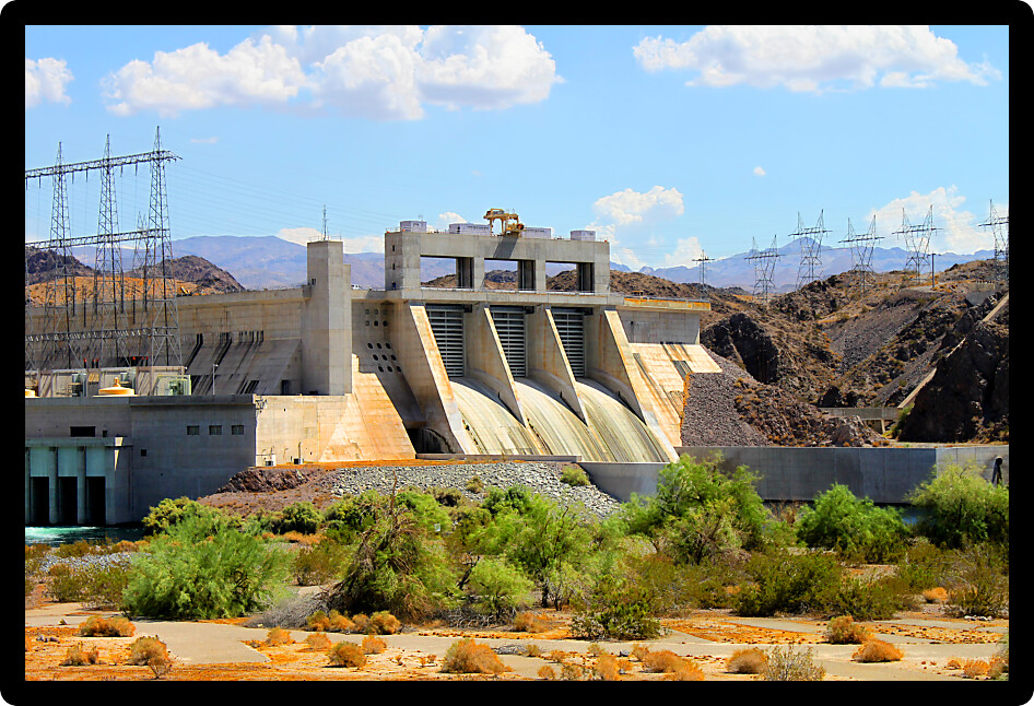 Davis Dam is located on the Colorado River near Laughlin Nevada.
