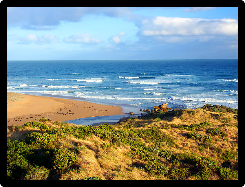 Beautiful sunlight over the Hopkins River estuary in the town of Warrnambool in Victoria Australia.