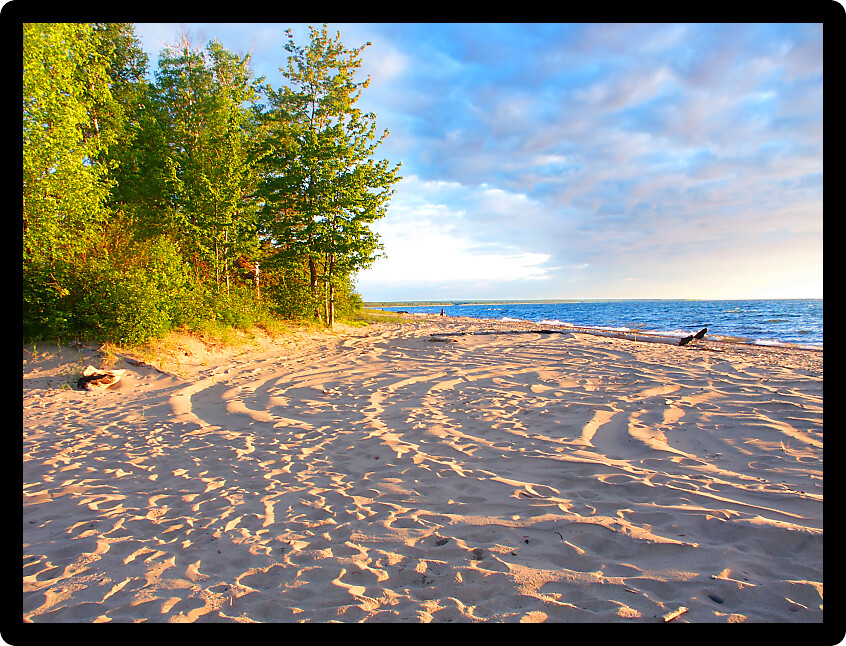 Beach along Lake Superior on a beautiful summer evening.