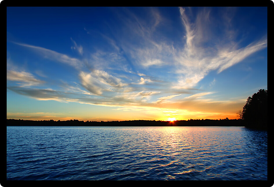 Sunlight reflects off ripples of Sweeney Lake in Wisconsin.