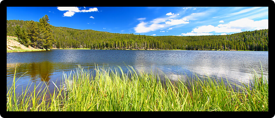 Panoramic view of Sibley Lake in the Bighorn National Forest of Wyoming.