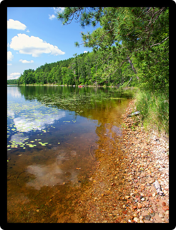 Beautiful northwoods landscape at Wind Pudding Lake in Wisconsin.