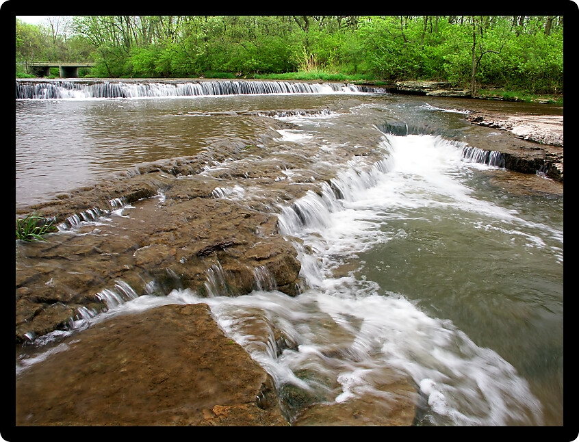 Beautiful cascade on Prairie Creek of the Des Plaines Conservation Area in Illinois.