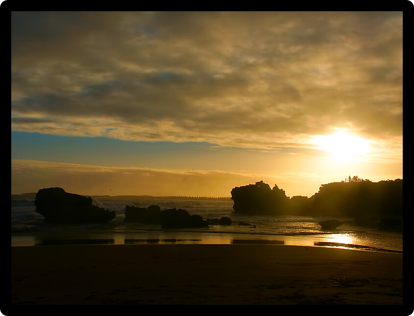 Sunset over the Hopkins River estuary in the town of Warrnambool of Victoria Australia.