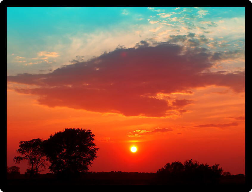 Colorful sunset over the countryside of southern Wisconsin.