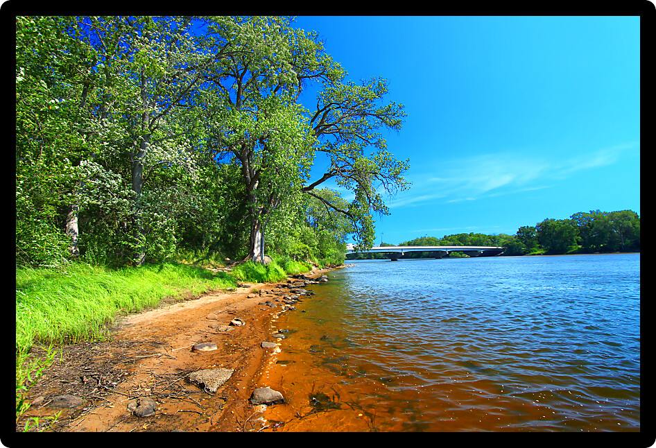 Sandy shoreline of the Wisconsin River near the town of Portage.