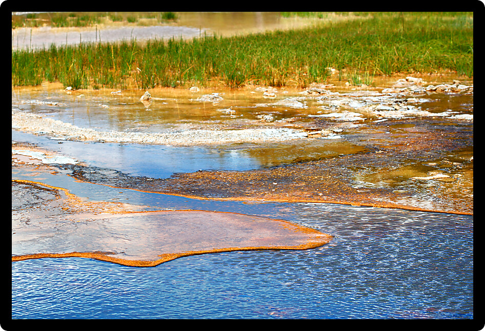 Beautiful colors of a hot spring in the wilderness of Wyoming.