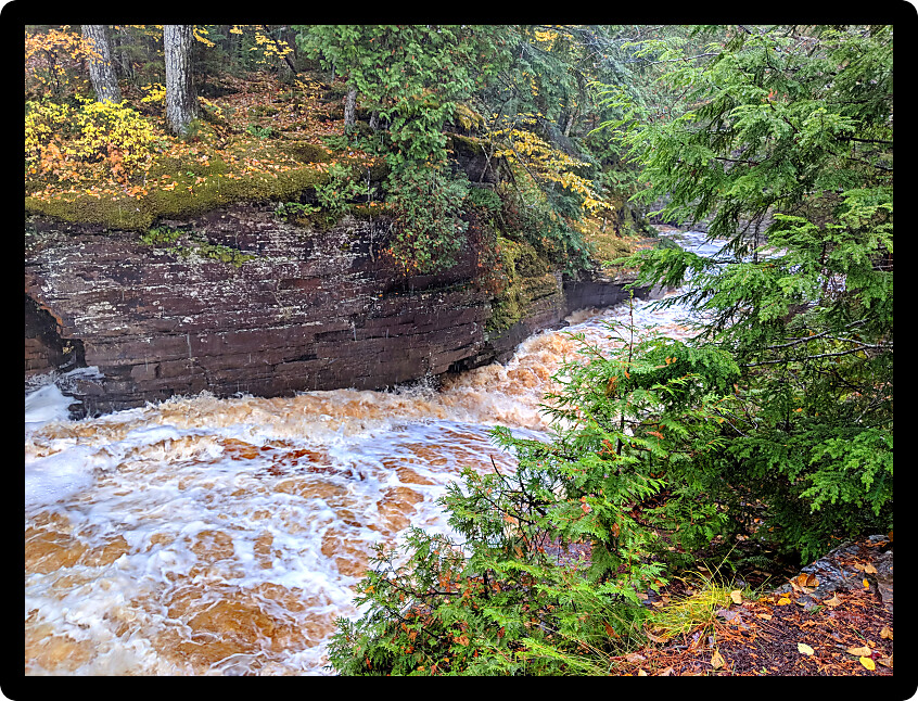 Rushing water of Canyon Falls on the Sturgeon River in Michigan.