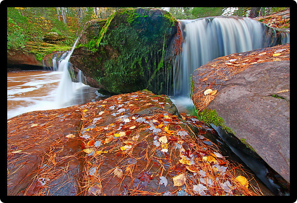 Cascades of Konteka Falls on the Baltimore River in Ontonagon County Michigan.