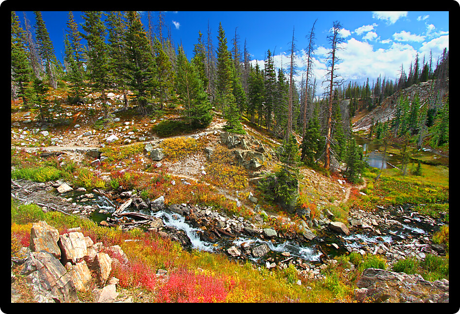 Lake Marie Falls is located in the Medicine Bow National Forest of mountainous Wyoming.