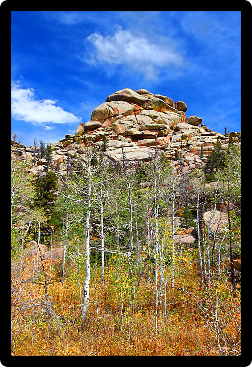 Rugged rocky landscape of Medicine Bow National Forest in Wyoming.