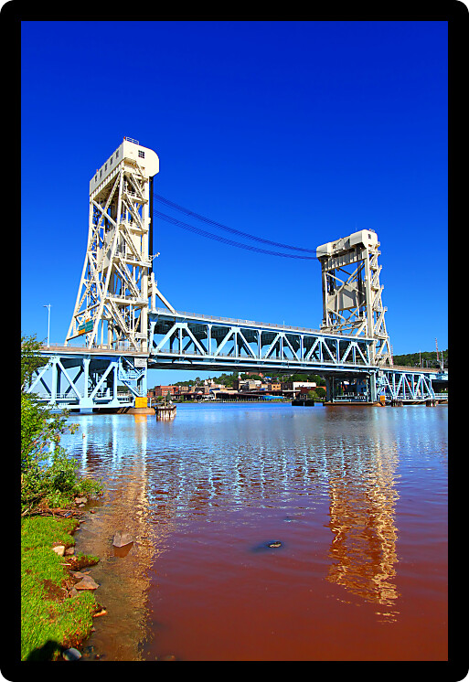 Portage Lake Lift Bridge between Houghton and Hancock in Michigans upper peninsula.