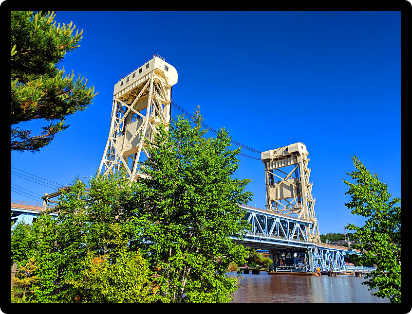 Portage Lake Lift Bridge between Houghton and Hancock in Michigans upper peninsula.