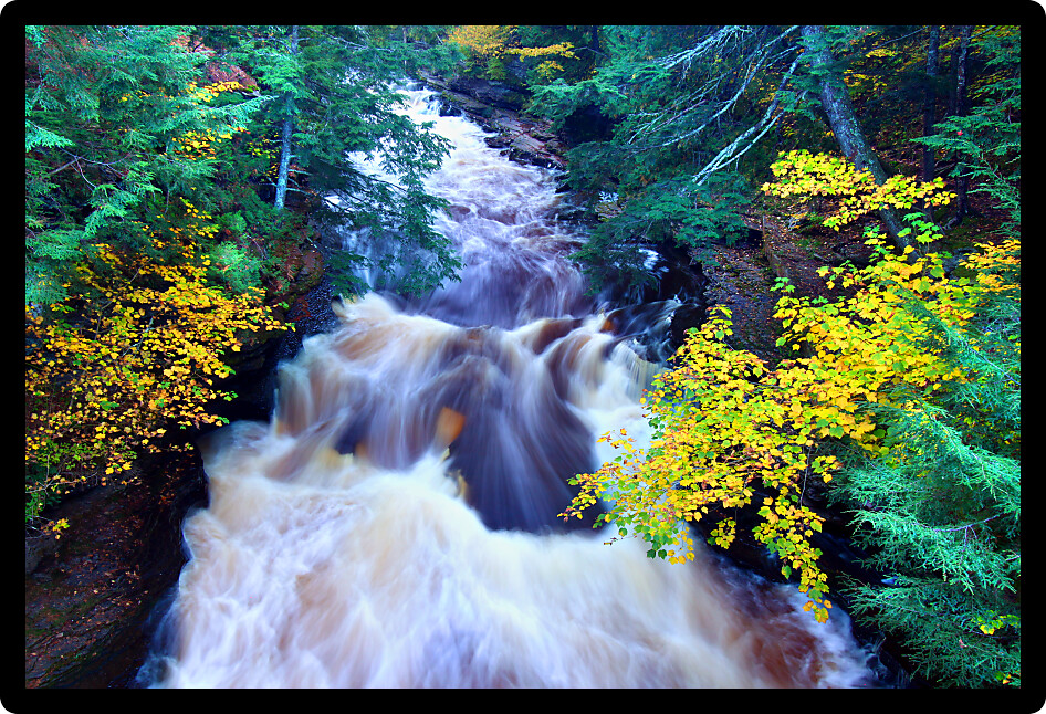 River rapids on the Presque Isle River at Porcupine Mountains State Park in Michigan.