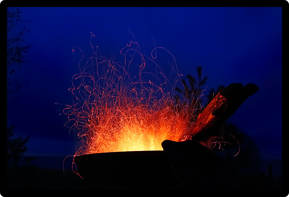 Twilight campfire along the beach of Lake Superior in northern Michigan.